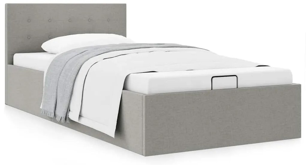 Cama hidráulica c/ arrumação 100x200cm tecido cinza-claro