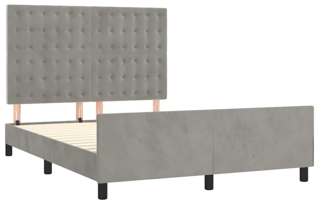 Estrutura de cama sem colchão 140x190 cm veludo cinzento-claro