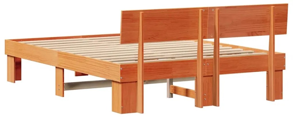 Estrutura da Cama com cabeceira Castanho-mel 140 x 200 cm