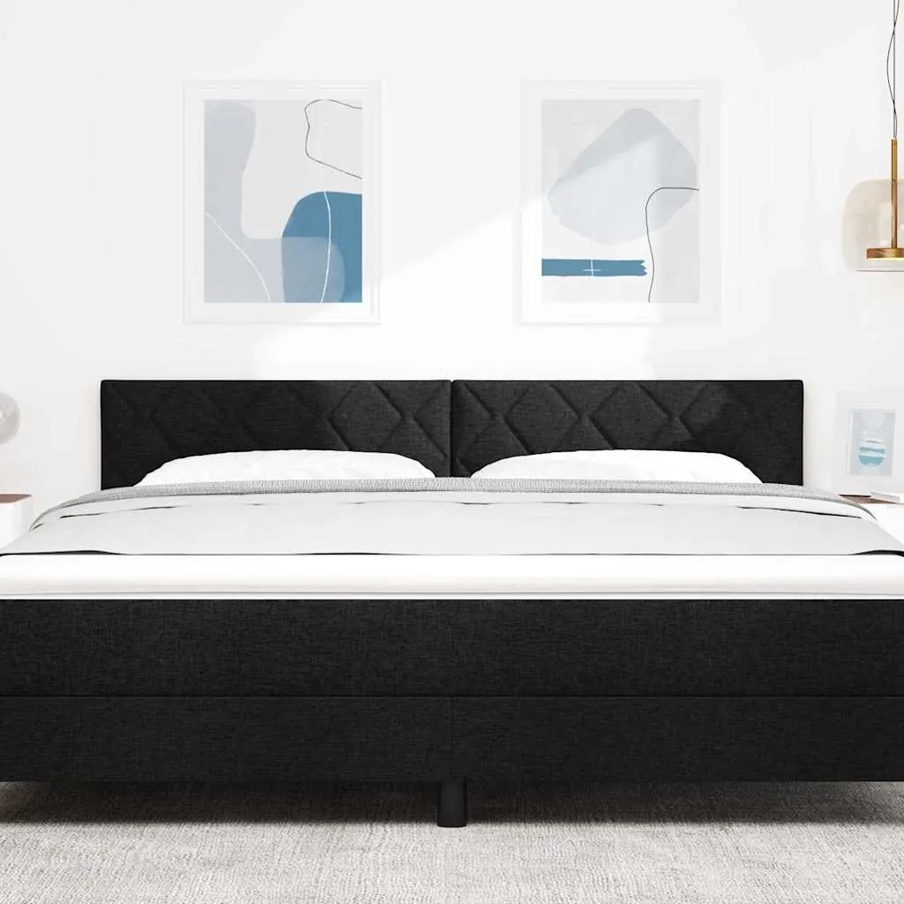 Cabeceira com Design de Blocos de Diamante em Preto, 180 cm, Tecido