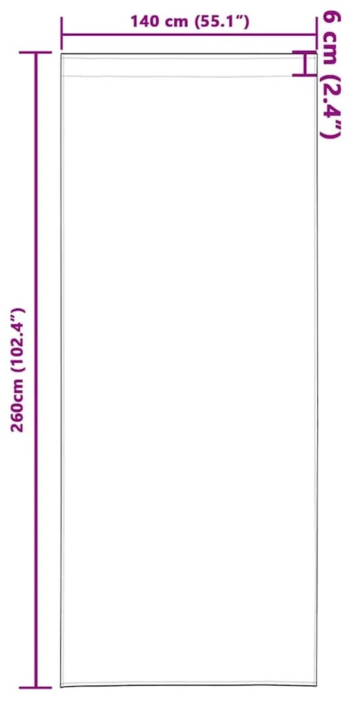 Cortina de Veludo 2 peças com Ilhós Castanho 260 x 140 cm