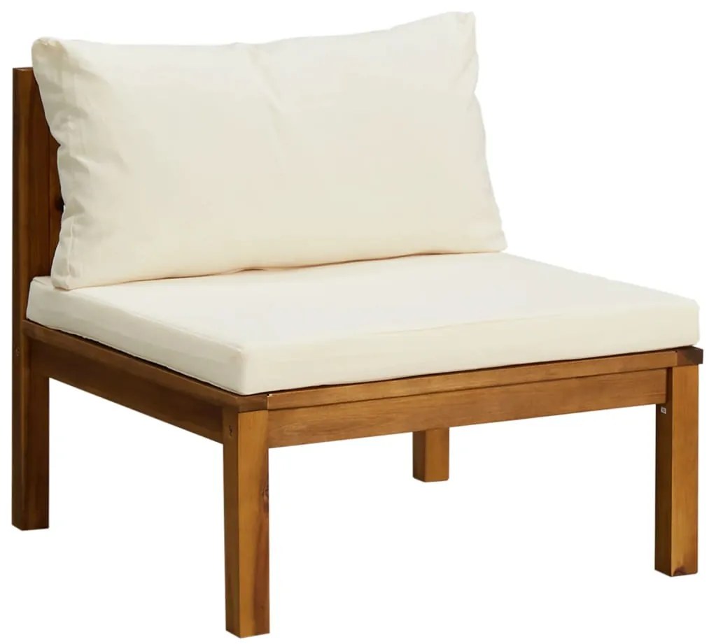 2 pcs conjunto sofás de jardim c/ almofadões branco nata acácia