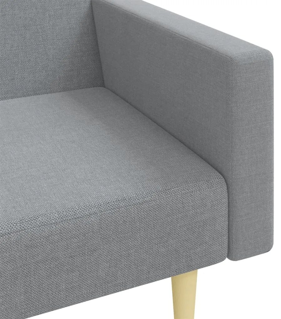Sofá-cama de 2 lugares c/ apoio de pés tecido cinzento-claro