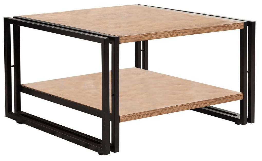 Mesa de Centro Cosmo – Pinho Atlântico/Preto – 70x40x70 cm