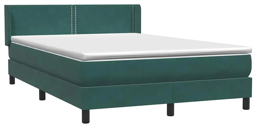 Box Cama primavera com Colchão Verde Escuro 140x210 cm Veludo