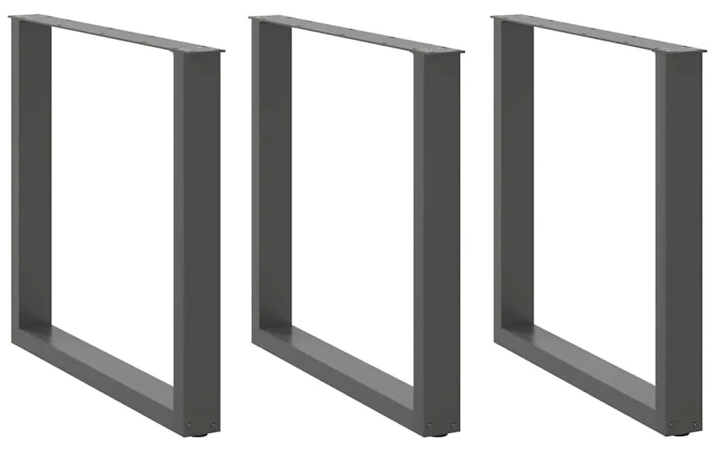 Pés para mesa de jantar em formato de U, 3 peças, antracite, 90x (72-7