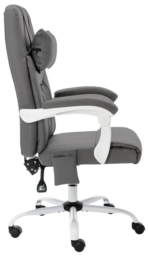 Cadeira escritório c/ função massagem couro artificial cinzento