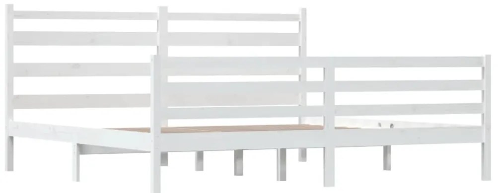 Estrutura de cama 200x200 cm pinho maciço branco
