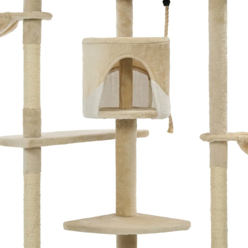 Árvore p/ gatos c/ postes arranhadores sisal 203 cm bege/branco