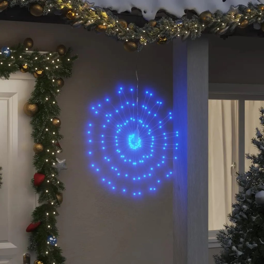 Iluminações estrelares p/ Natal 140 luzes LED 8 pcs 17 cm azul