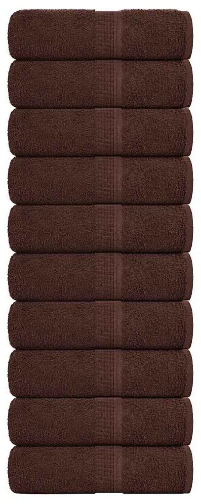 vidaXL Toalhas de bidé 10 pcs 30x50 cm 360 gsm 100% algodão castanho