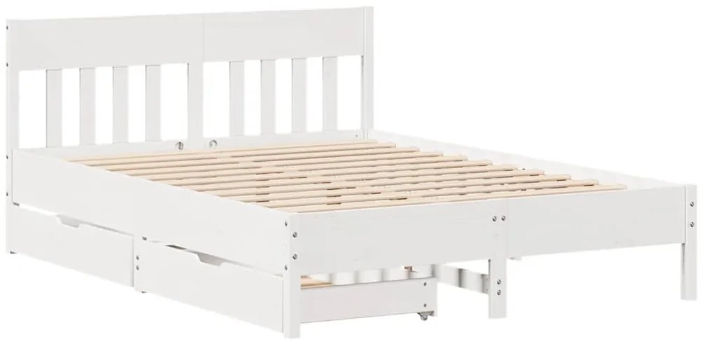 Cama sem colchão 150x200 cm madeira de pinho maciça branco