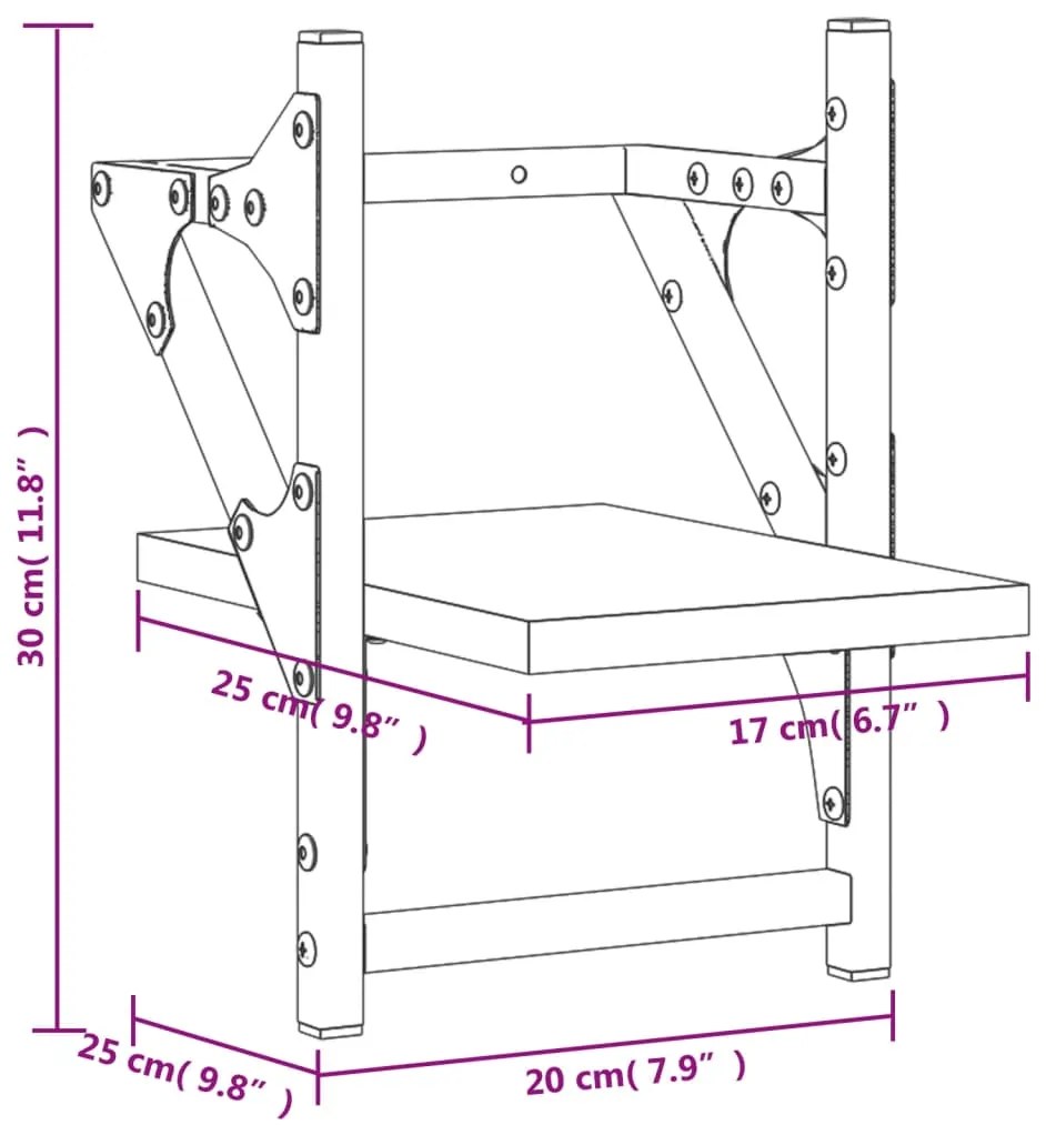 Prateleiras de parede c/ barras 2pcs 20x25x30cm carvalho sonoma