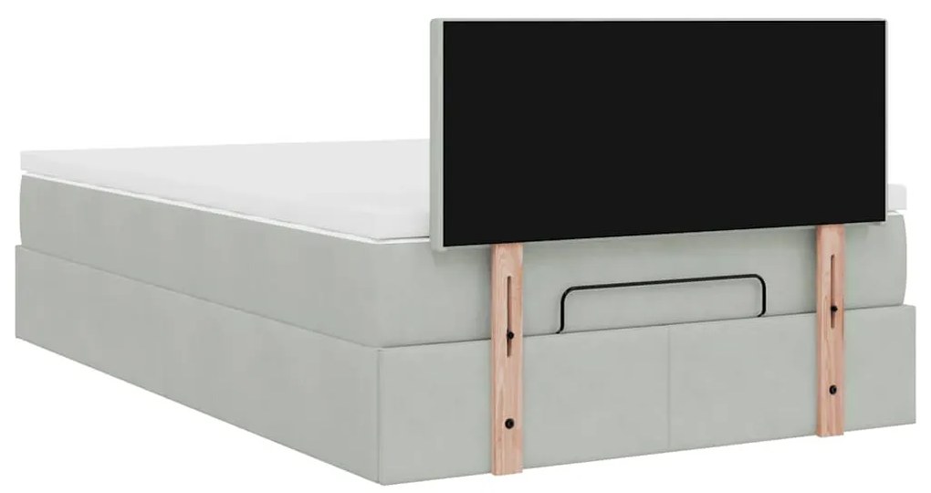 Cama otomana com colchão cinza claro 120x190 cm Veludo