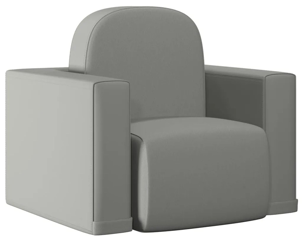 vidaXL Sofá infantil 2-em-1 couro artificial cinzento
