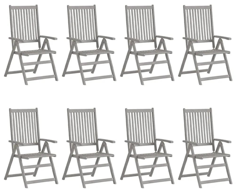 Cadeiras de jardim reclináveis 8 pcs acácia maciça cinzento