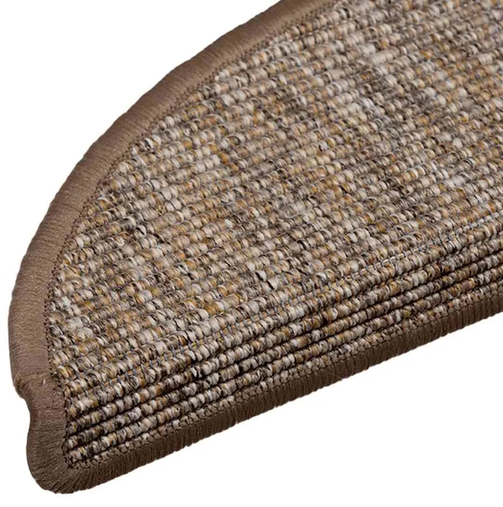 Tapetes de escada adesivos 15 pcs 56x17x3 cm castanho-claro