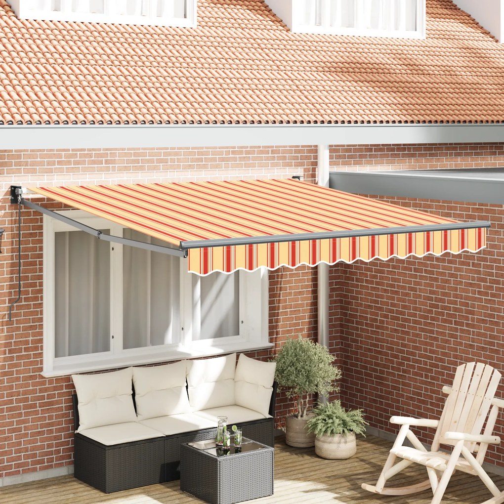 vidaXL Toldo Retrátil Manual Amarelo e Laranja 300x250 cm