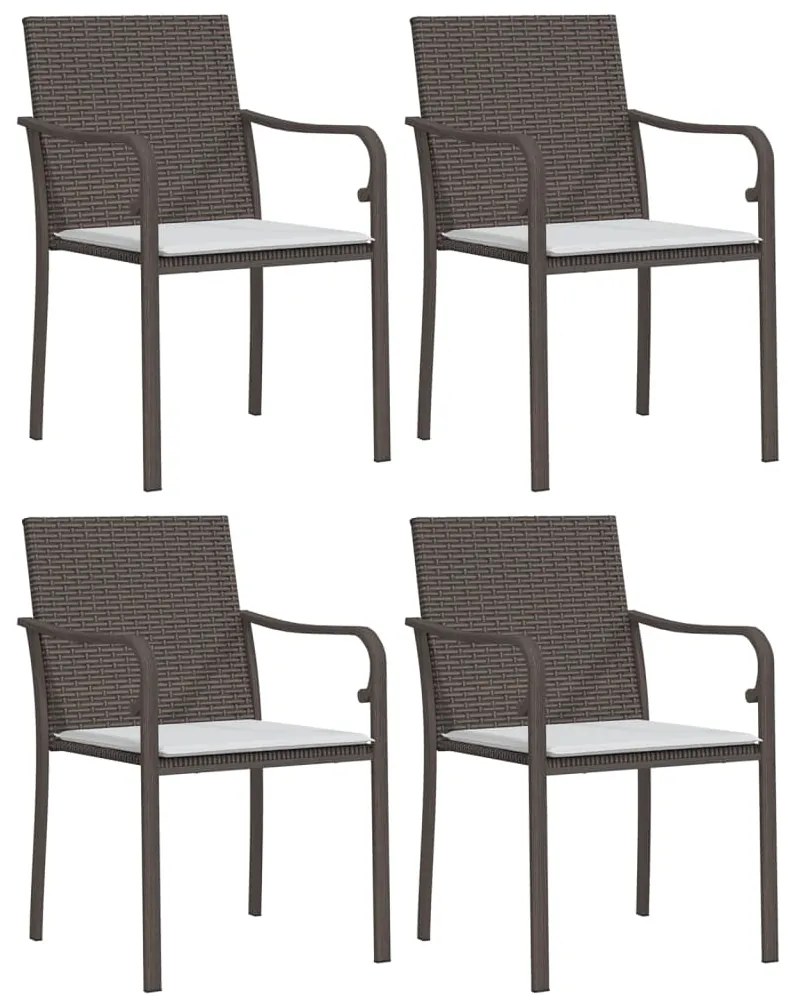 5 pcs conjunto de jantar p/ jardim c/ almofadões vime PE e aço