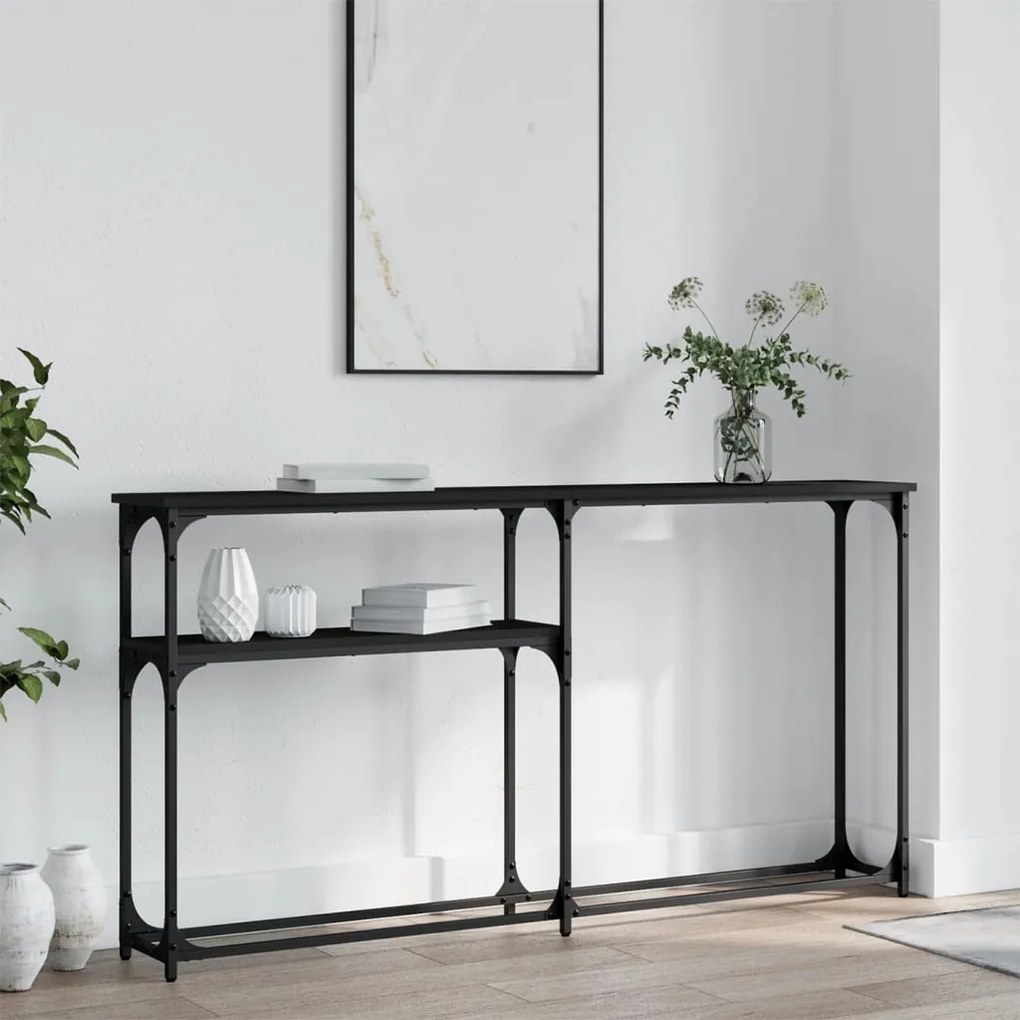 vidaXL Mesa consola 145x22,5x75 cm derivados de madeira preto