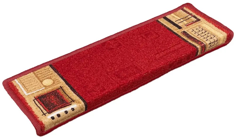 Tapetes de escada autoadesivos 15 pcs 65x21x4 cm vermelho