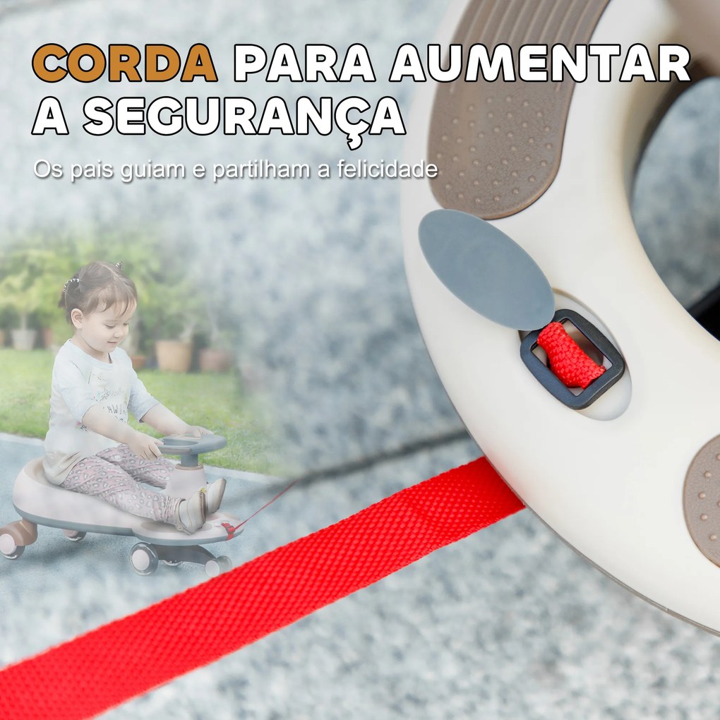 Carrinho Gira Gira para Crianças acima de 2 Anos Carrinho Wiggle com Guiador para Pais Música Luz