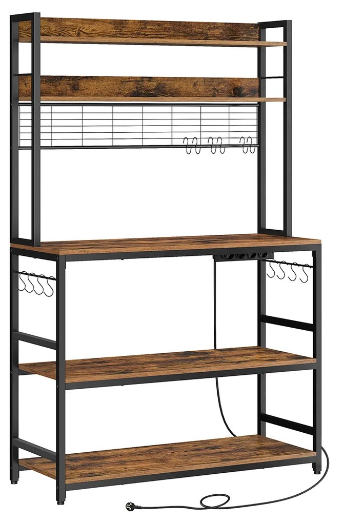 Armário de cozinha com tampo em grelha 40 x 100 x 170 cm Castanho Vintage-preto