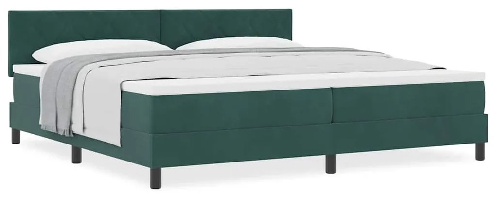 Cama Box com Colchão vidaXL Verde Escuro 200x200 cm Veludo