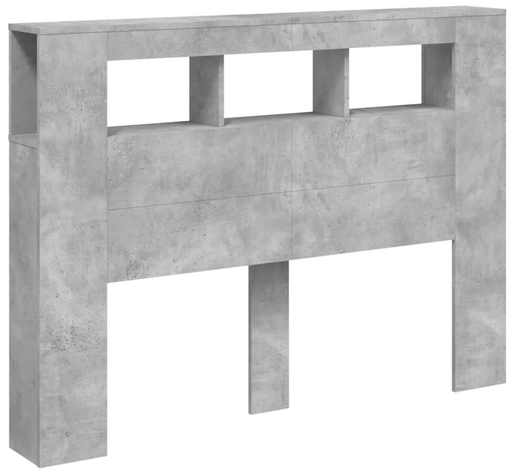Cabeceira c/ LEDs 140x18,5x103,5 cm cinzento-cimento