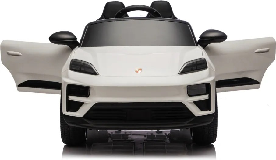 Carro elétrico para crianças até 5 anos Porsche Macan Turbo 12V, com bateria de lítio, Pneus de borracha, Controle remoto Branco