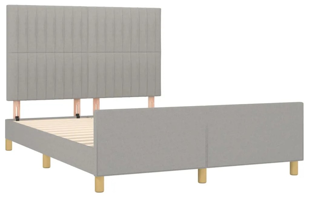 Estrutura de cama sem colchão 140x200 cm tecido cinzento-claro