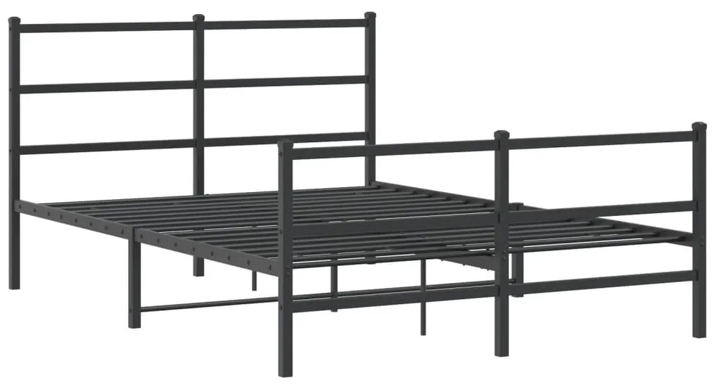 Estrutura de cama com cabeceira e pés 140x190 cm metal preto