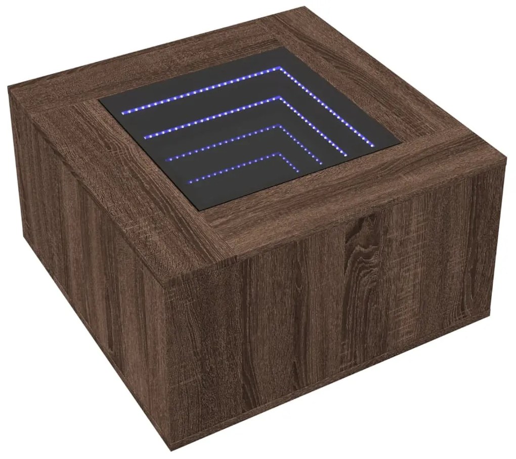 Mesa de centro c/ LEDs 60x60x40 cm derivados de madeira