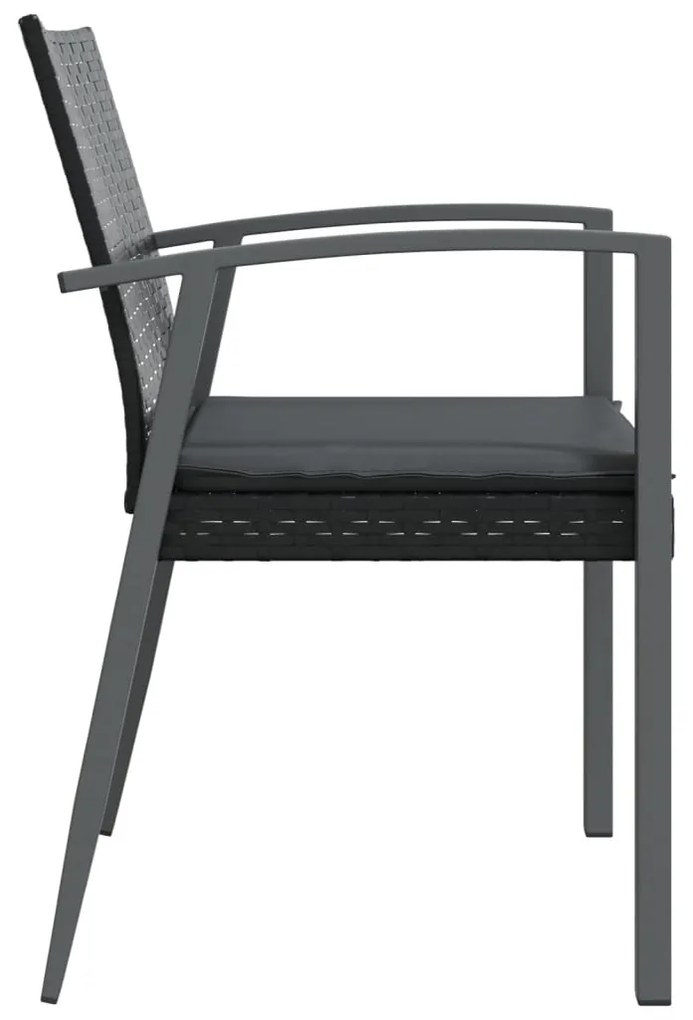 Cadeiras jardim c/ almofadões 6 pcs 56,5x57x83 cm vime PE preto