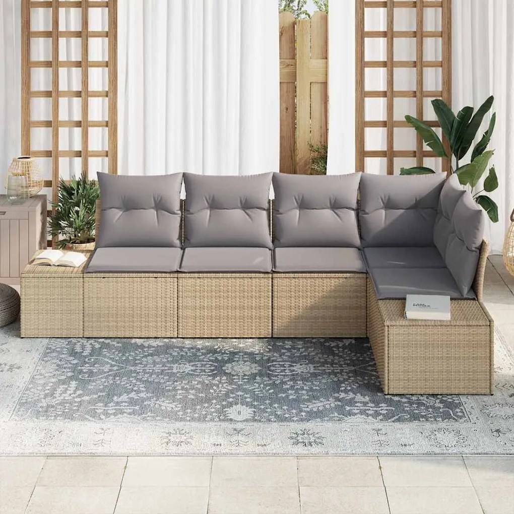 Conjunto de Sofás de Jardim com 5 Peças e Almofadas em Rattan Sintétic