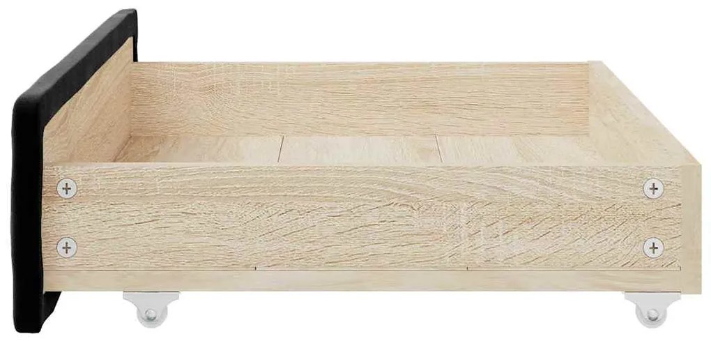 Gavetas de cama 2 pcs derivados de madeira e veludo preto