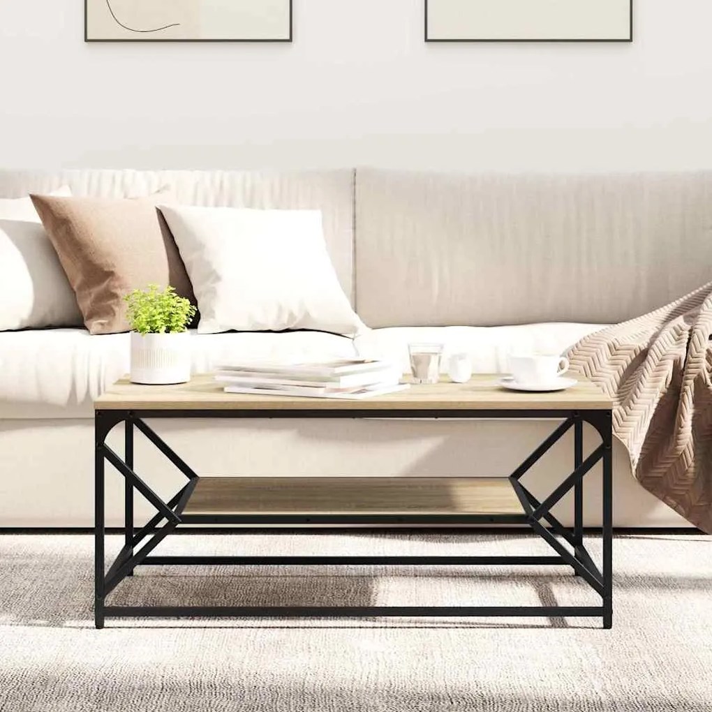 Mesa de Centro com Prateleira Carvalho Sonoma 90x50x40 cm Derivados de