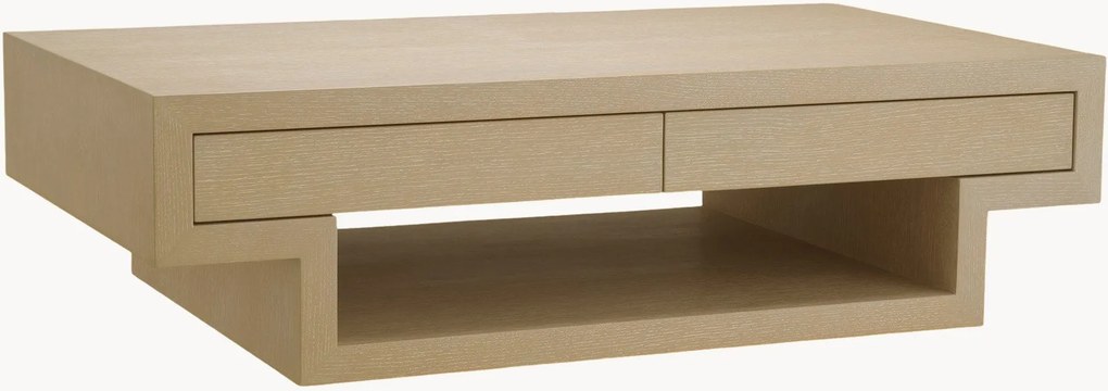 Mesa de centro em madeira com gavetas e prateleira Rialto