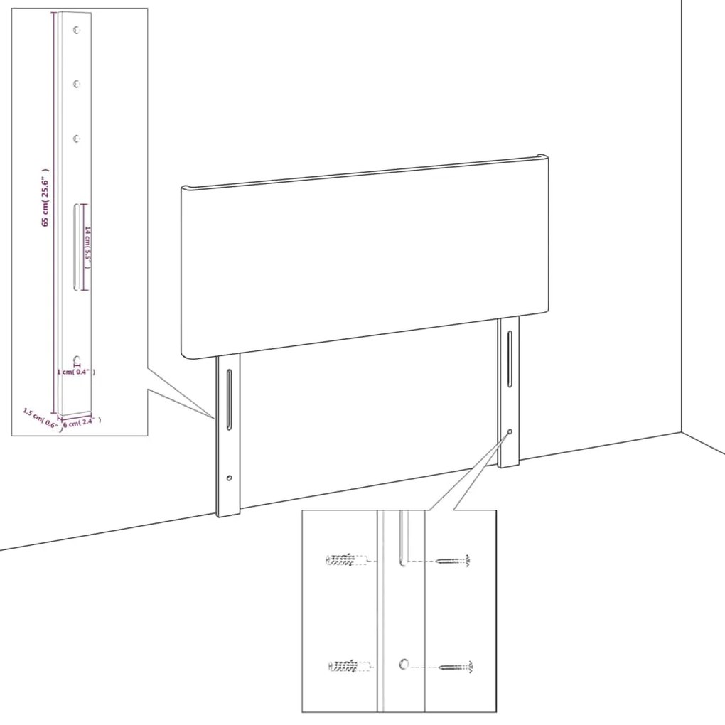 Cabeceira de cama tecido 90x7x78/88 cm cinzento-escuro