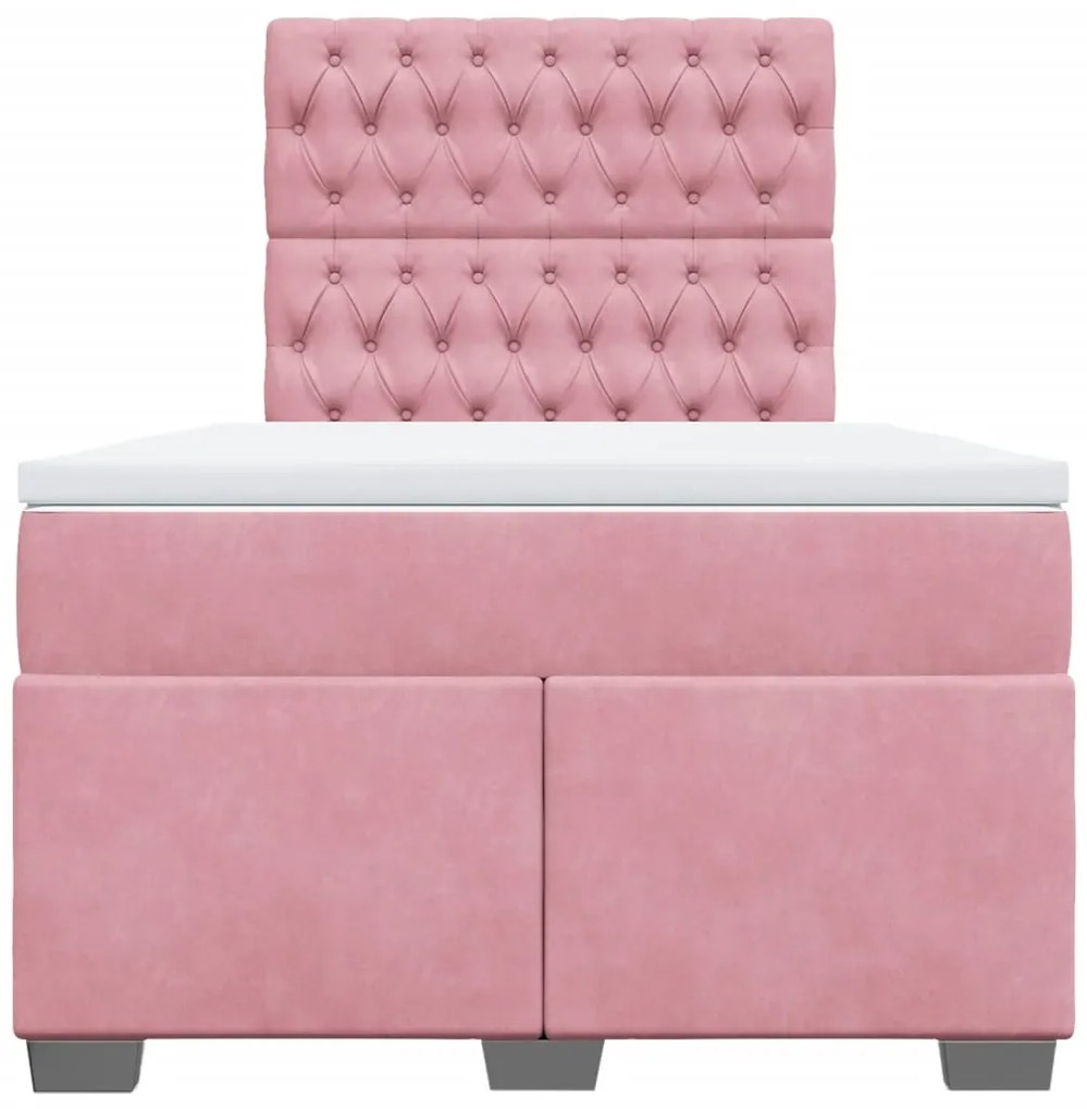 Cama boxspring com colchão 120x190 cm veludo rosa