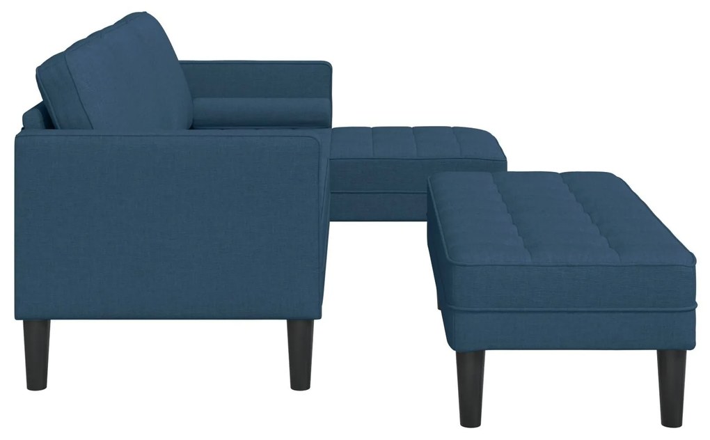Conjunto de Sofá de 2 Peças com Almofadas em Tecido Azul
