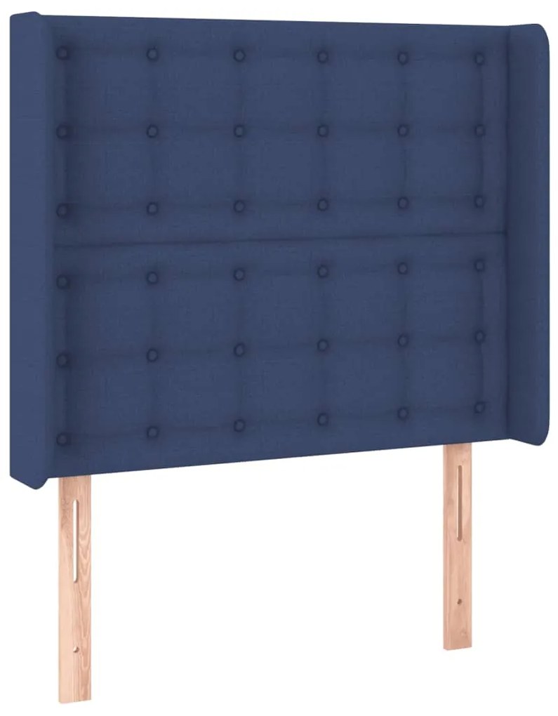 Cabeceira de cama c/ luzes LED tecido 103x16x118/128 cm azul