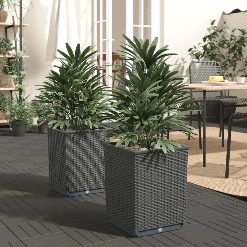 vidaXL Vasos/floreiras 2 pcs 30x30x37 cm polipropileno preto