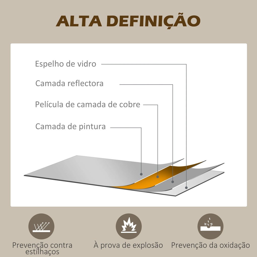 Espelho Decorativo de Parede Moderno 65x110 cm com Estrutura de Metal para Sala de Estar Corredor Entrada Preto