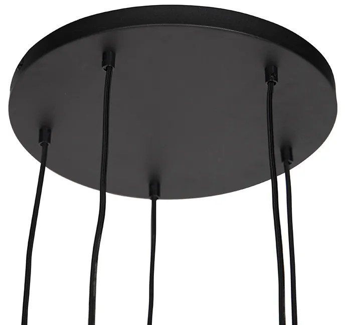 Candeeiro de suspensão moderno preto 35 cm 5 luzes - Facil Moderno