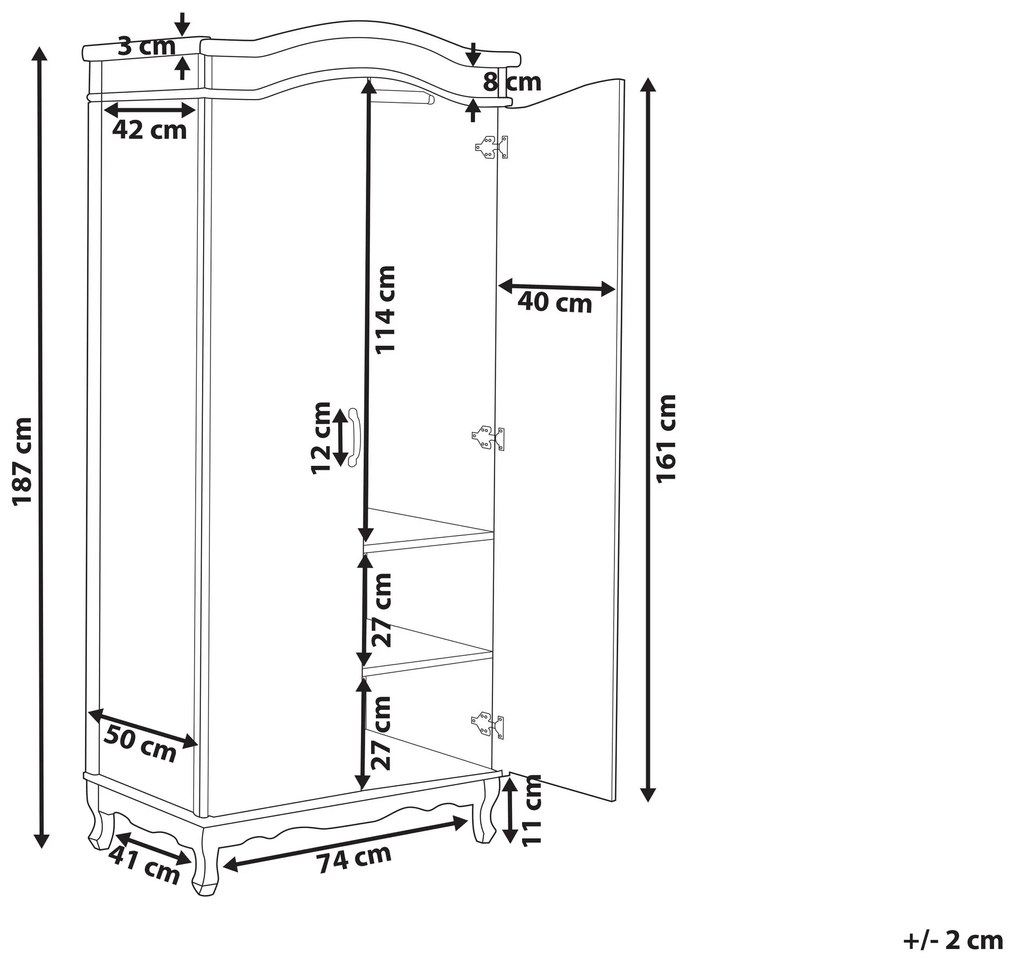 Roupeiro com 2 portas branco 187 cm CAMMIN Beliani