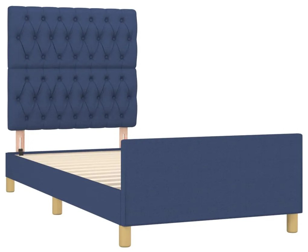 Estrutura de cama sem colchão 90x200 cm tecido azul