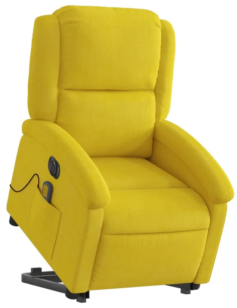 Poltrona massagens reclin. elevatória elétrica veludo amarelo