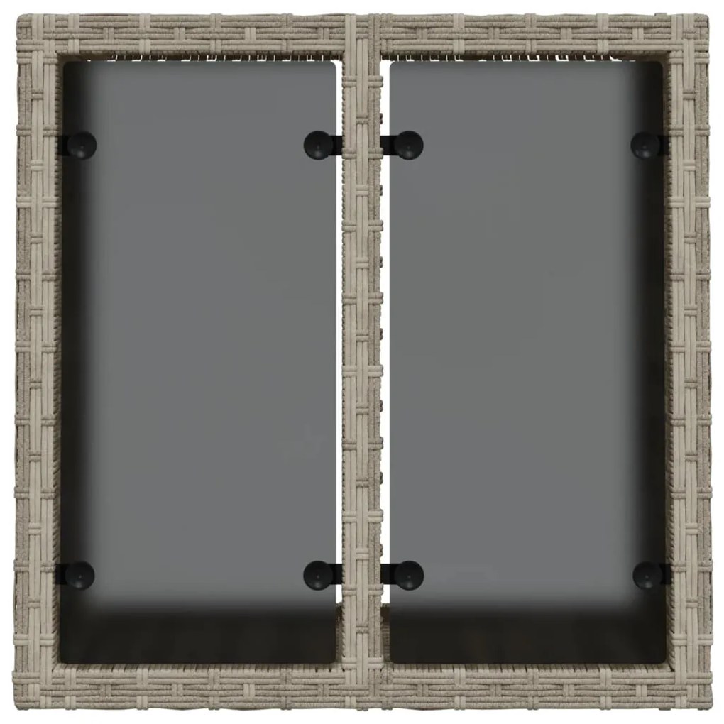 Mesa de jardim c/ tampo de vidro 55x55x37cm vime PE cinza-claro