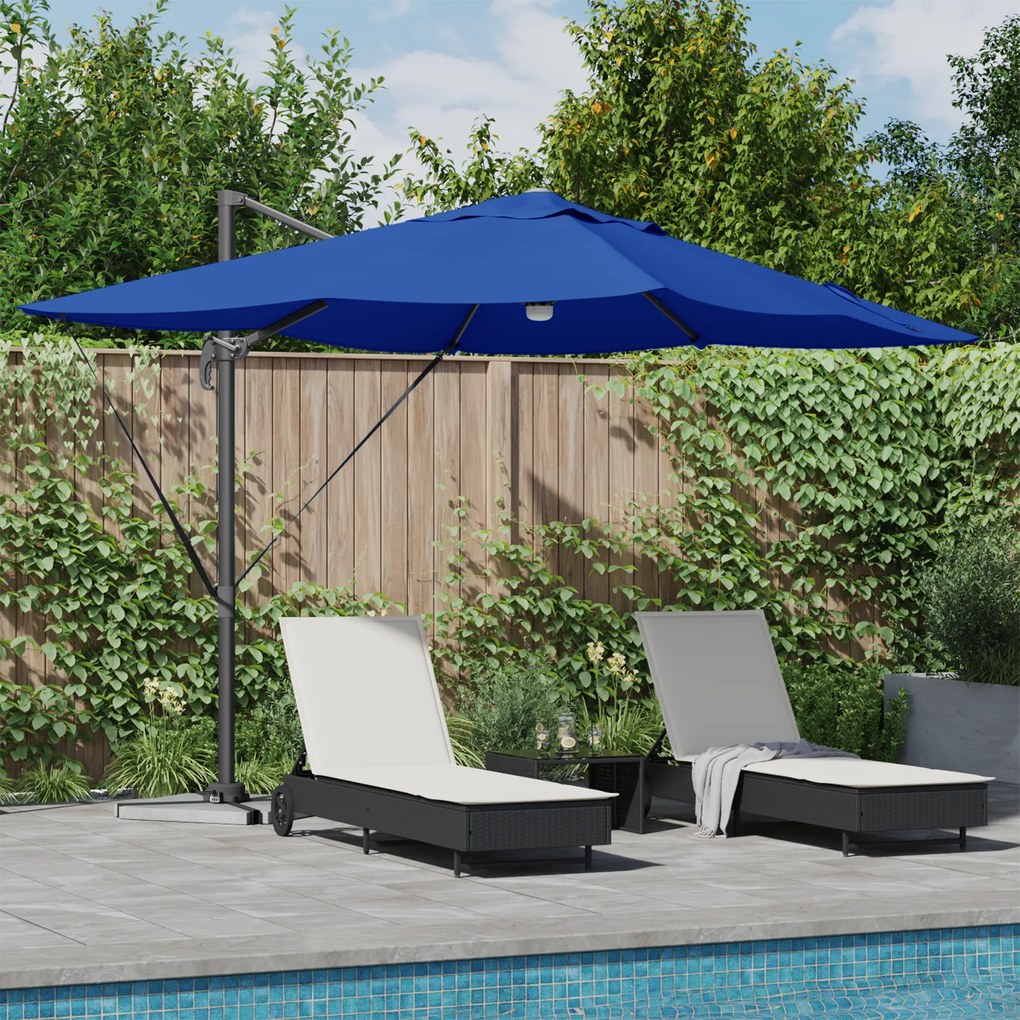 vidaXL Guarda-sol de Braço Articulado Azul Azure Teto de poliéster Grande